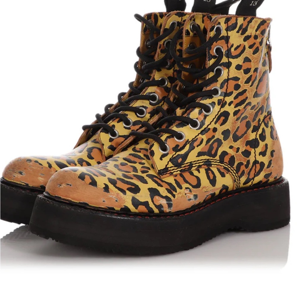 R13 Animal Print Combat Boots